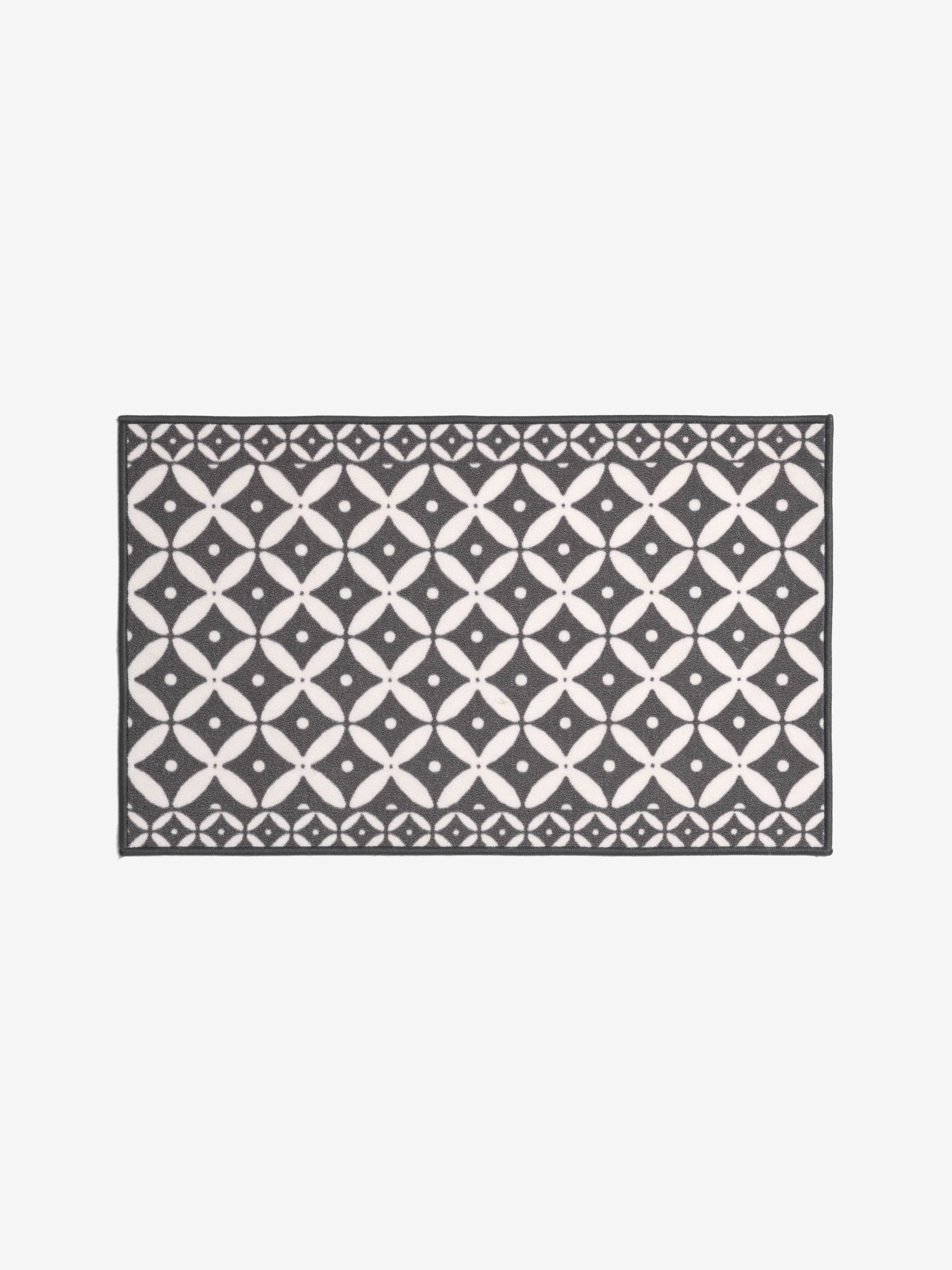 Grey washable tile doormat recycled nylon - British product