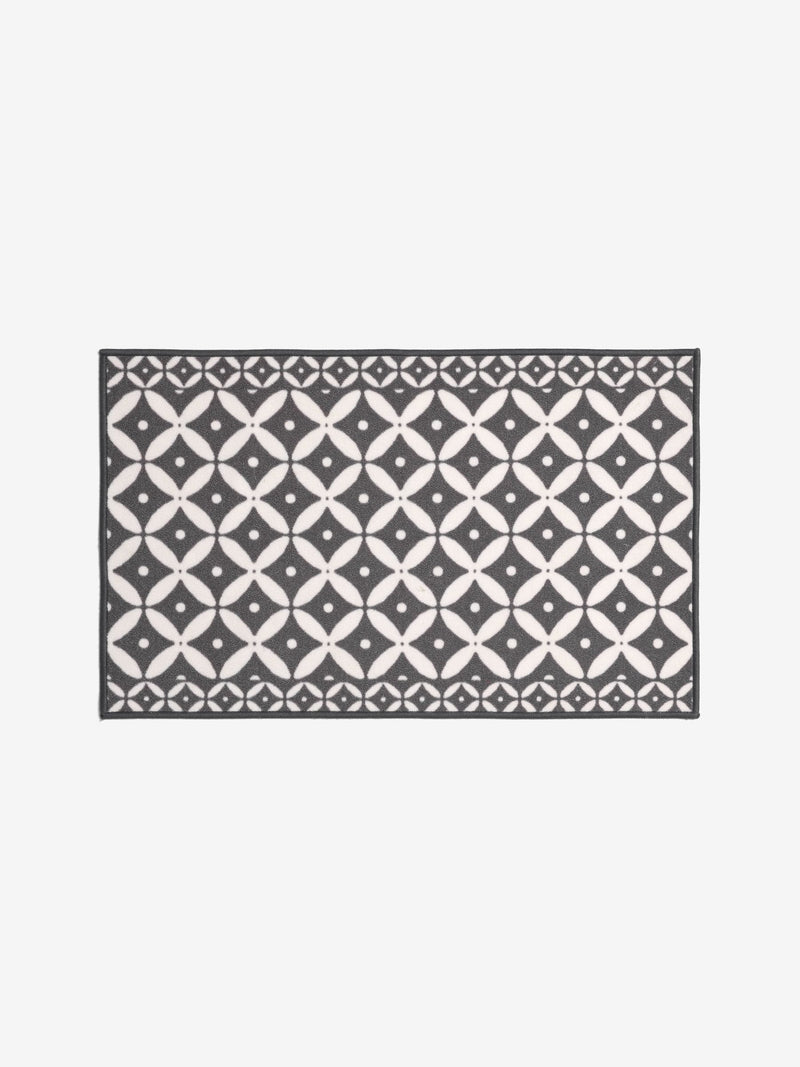 Grey washable tile doormat recycled nylon - British product