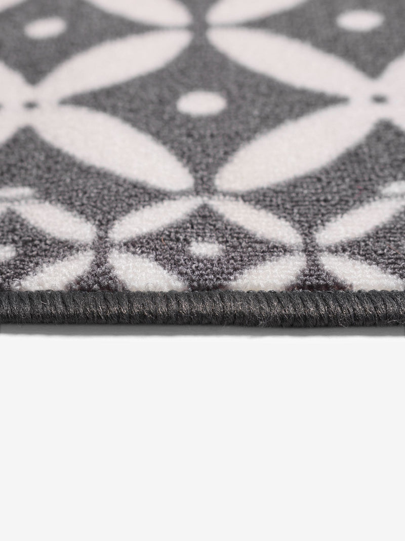 Grey washable tile doormat recycled nylon - British product
