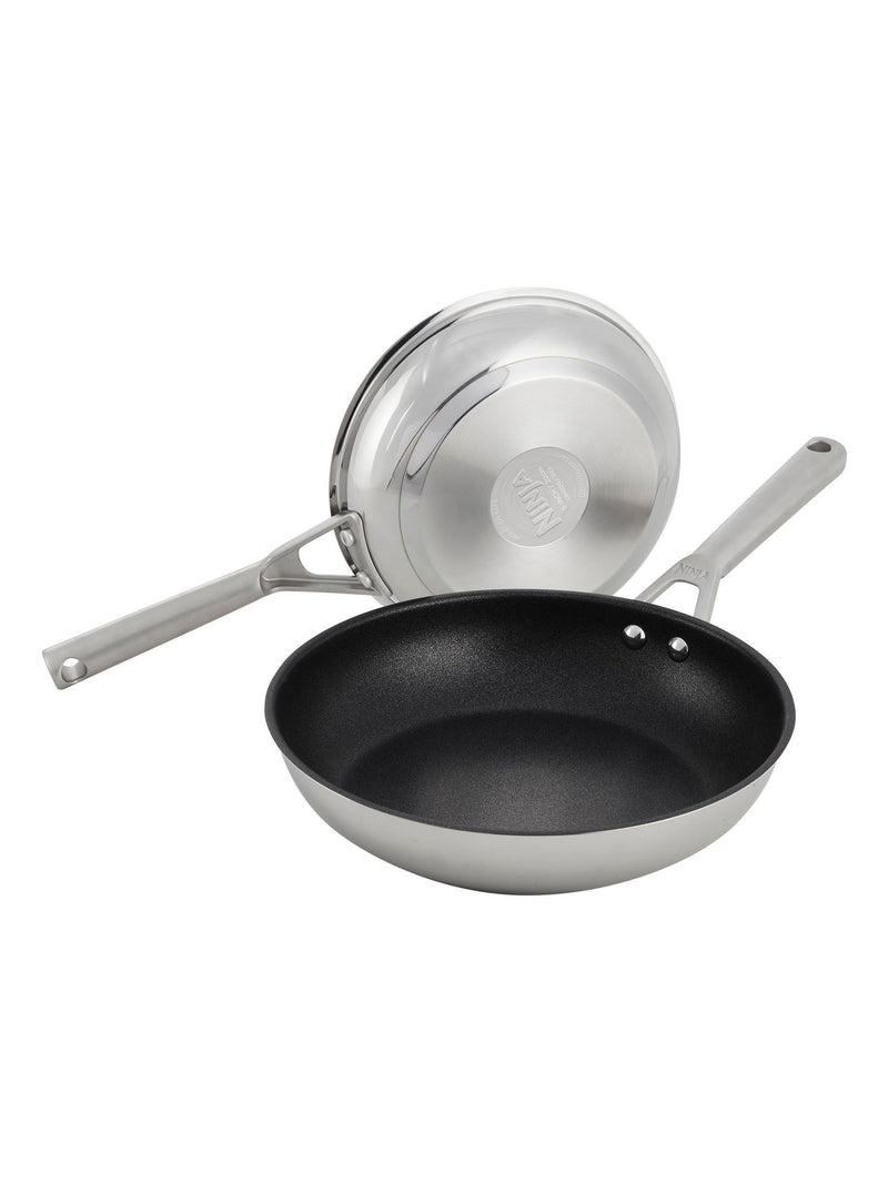 Ninja Silver ZEROSTICK Stainless Steel 2-Piece Frying Pan Set