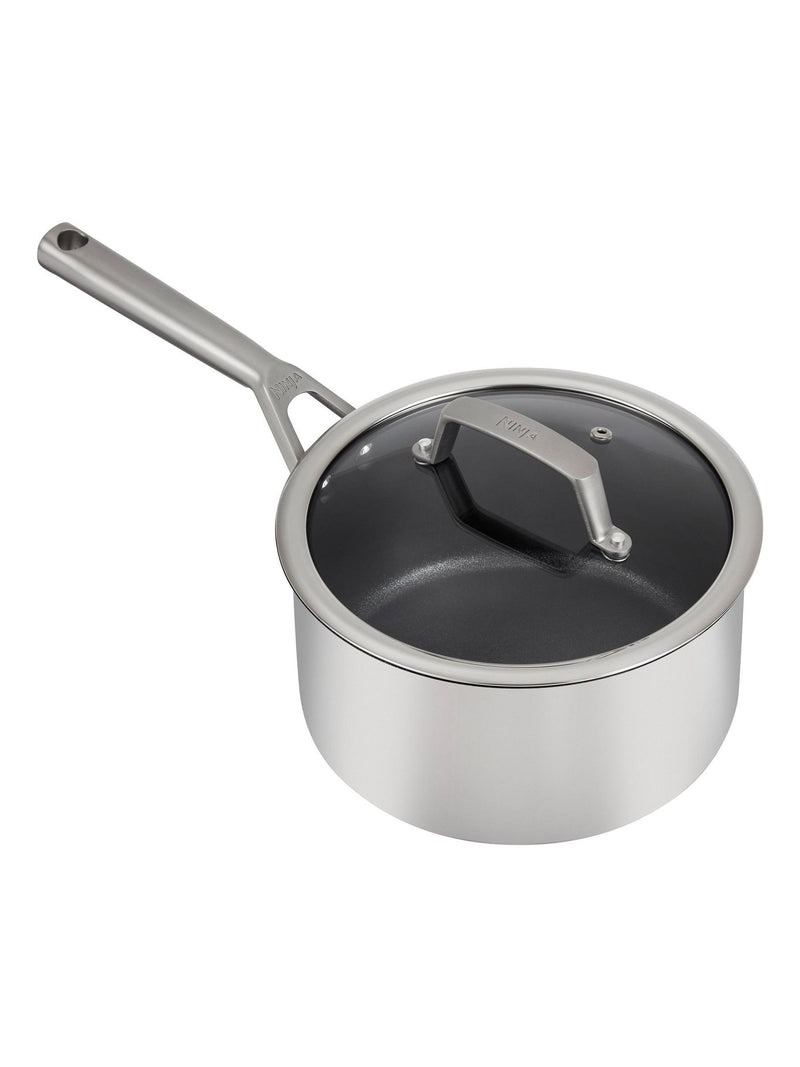Ninja Silver ZEROSTICK Stainless Steel 20cm Saucepan with Lid