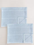 2 Pack Blue Cotton Baby Cellular Blankets