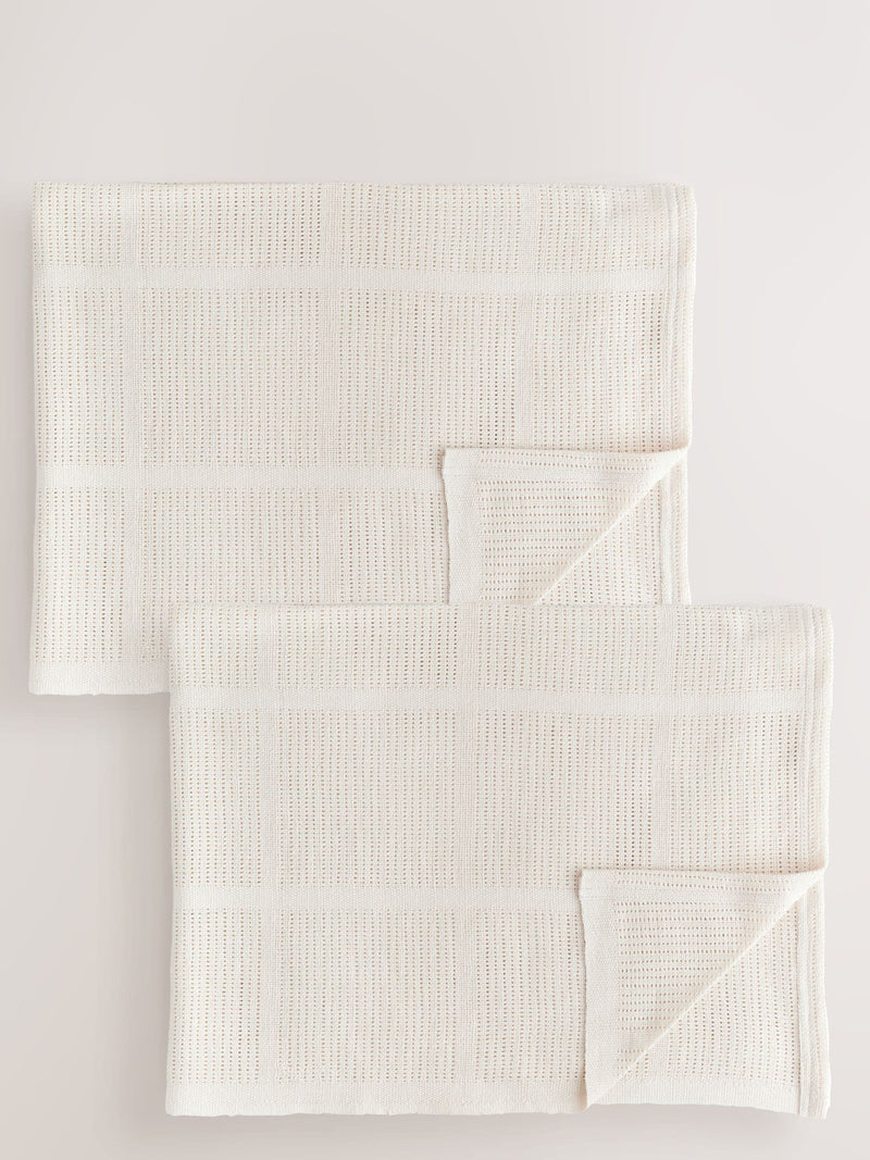 NEXT baby cellular blankets 2 pack natural, imported from the UK