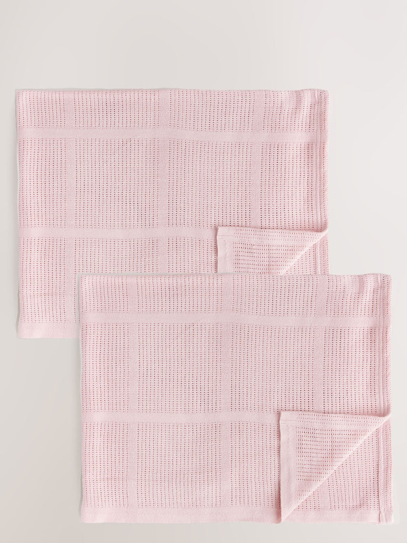 2 Pack Pink Cotton Baby Cellular Blankets