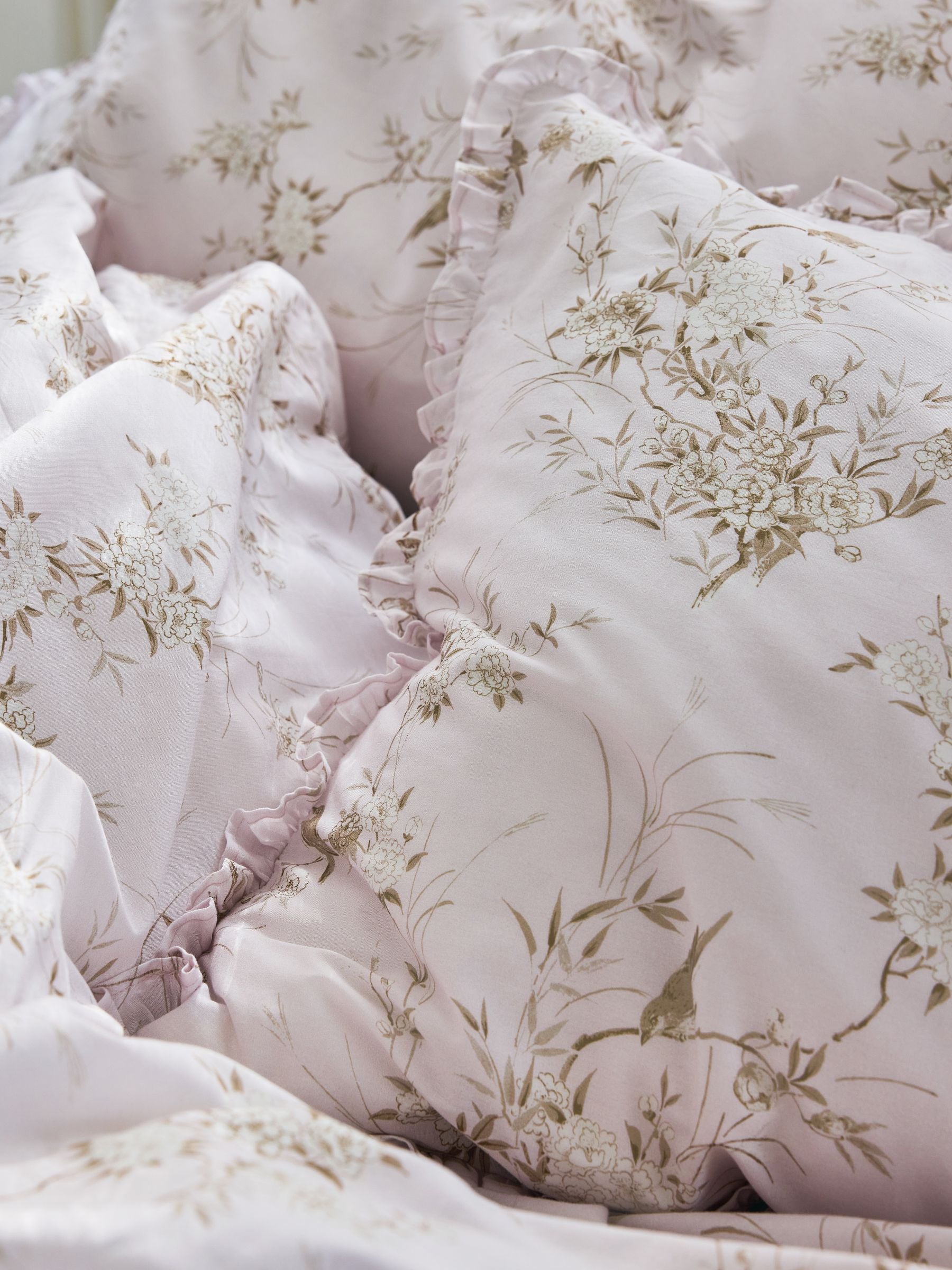 Shabby Chic Bird Chinoiserie floral print duvet cover set (British brand)