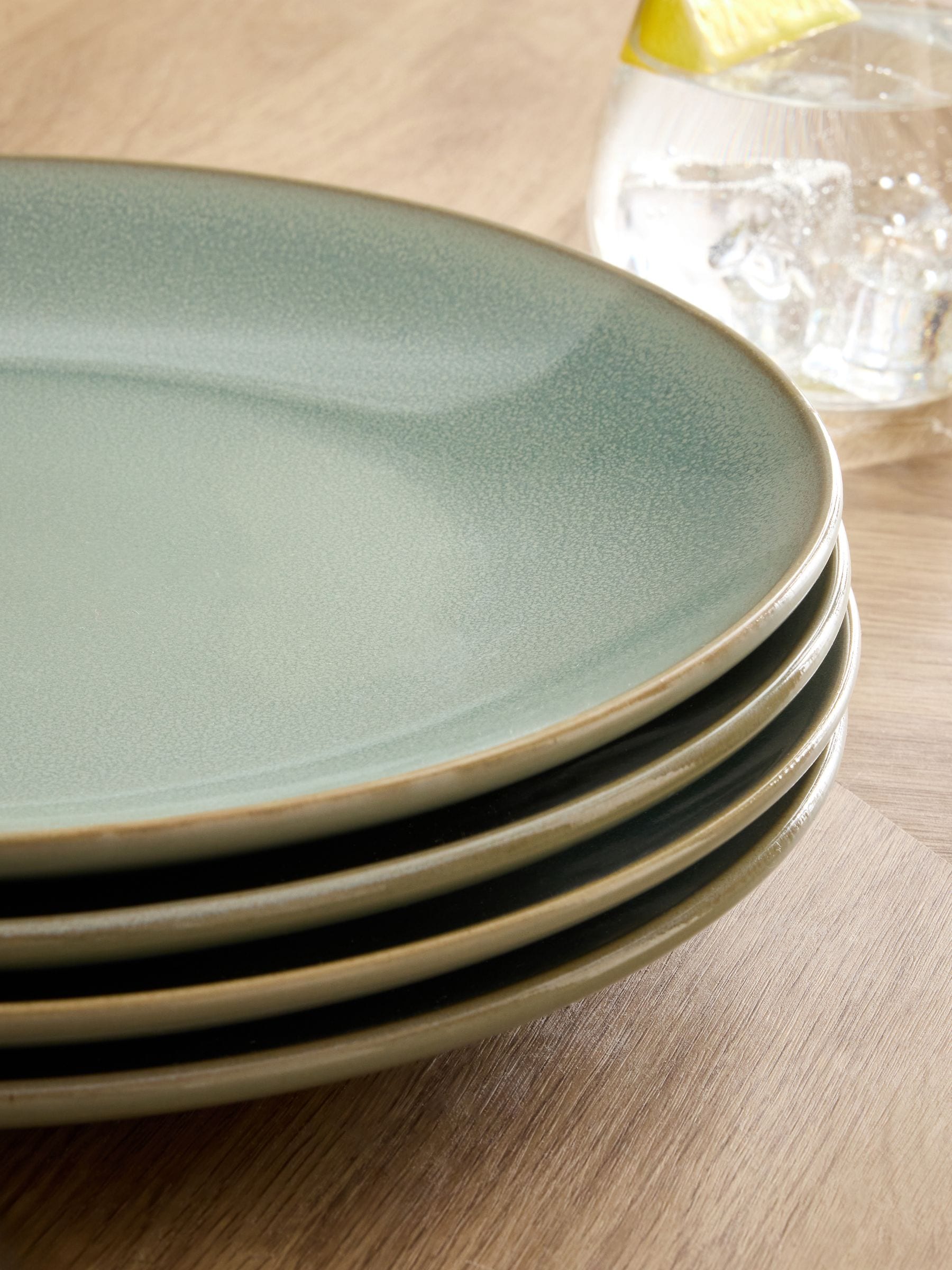 Speiseteller Salbeigrün Hampton Set von 4 (britische Marke)