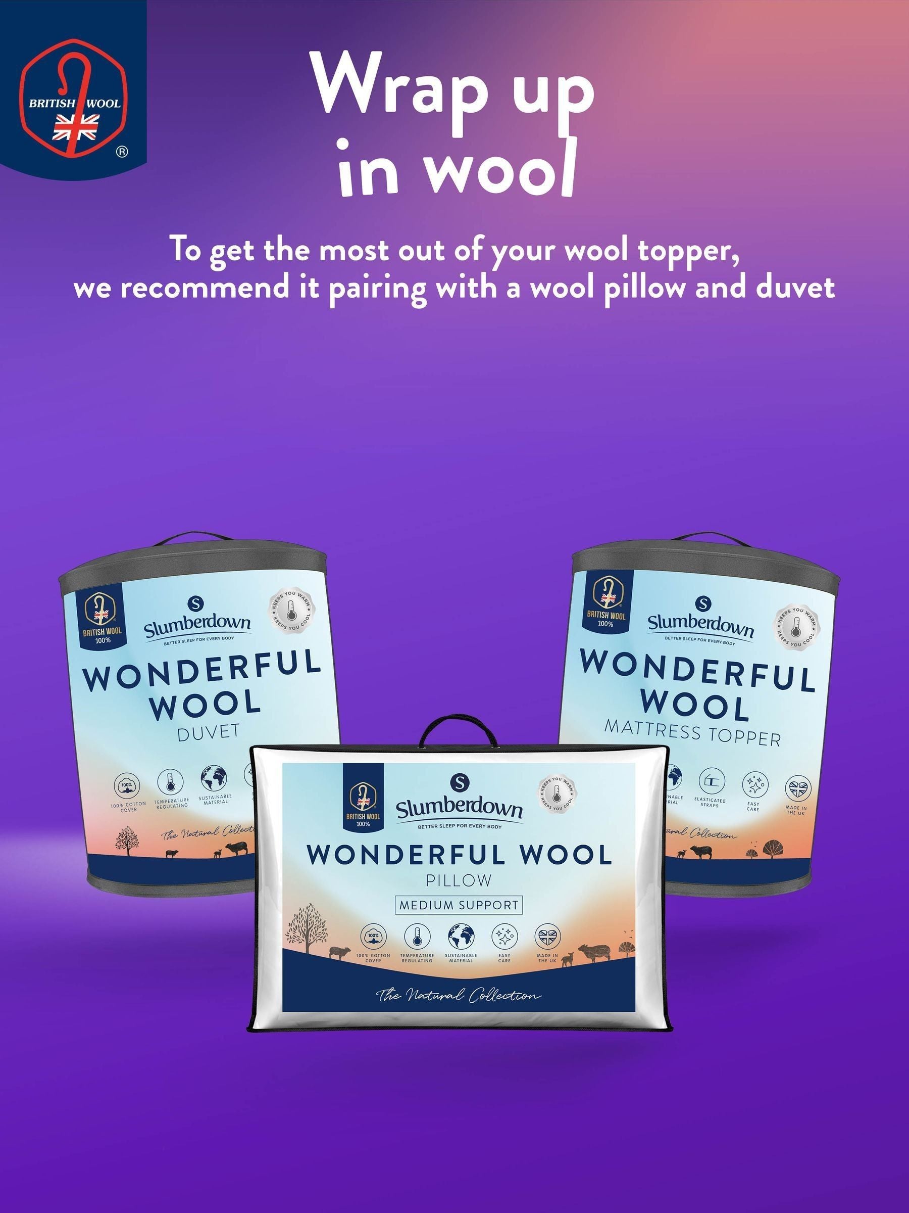 Slumberdown White Wool Mattress Topper (British brand)