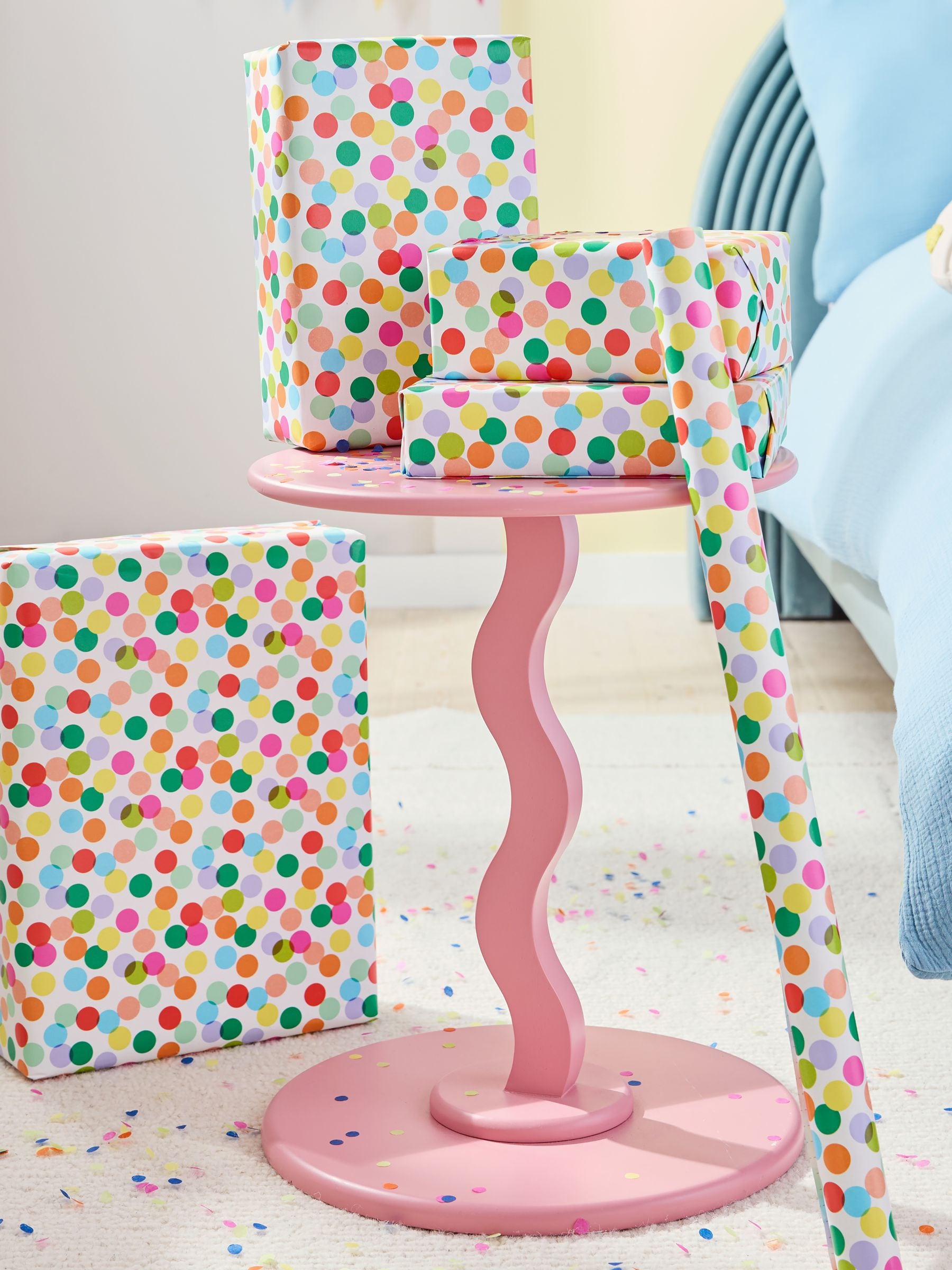 Polka dot wrapping paper 10 metre roll, imported from the UK