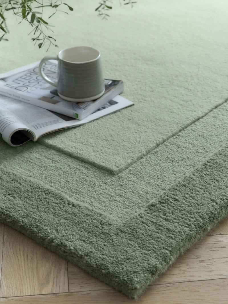 Origin Rugs soft green stacked border wool rug - British product