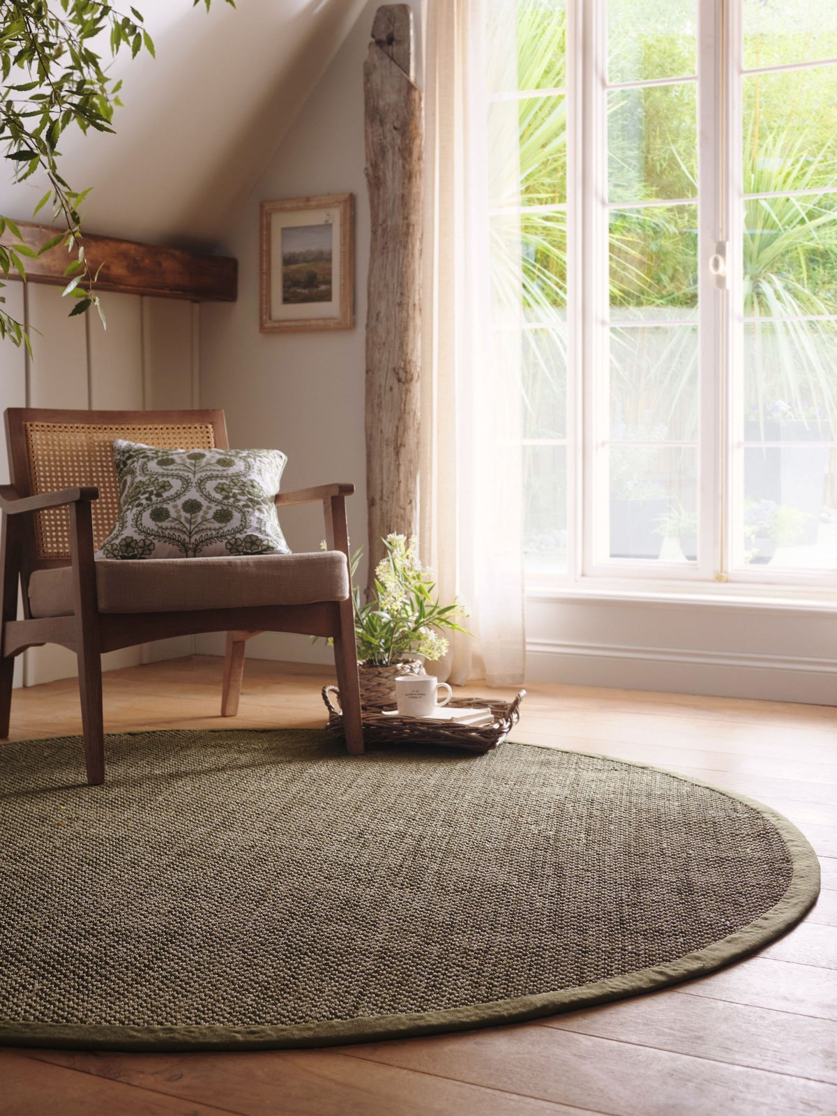 Origin Rugs sage green hand woven sisal circle rug, UK version