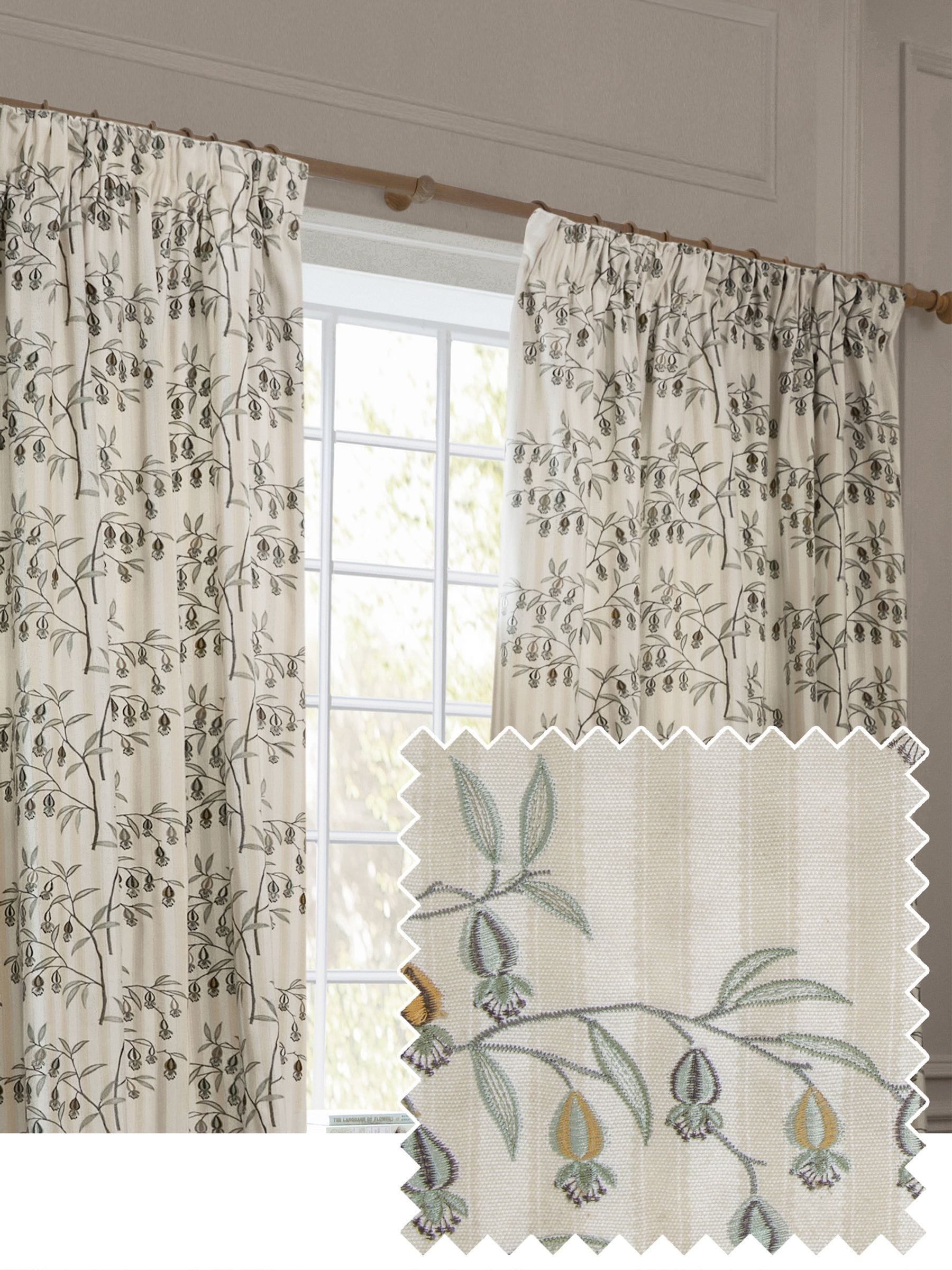 Sanderson embroidered floral striped curtains 117x137cm (British brand)