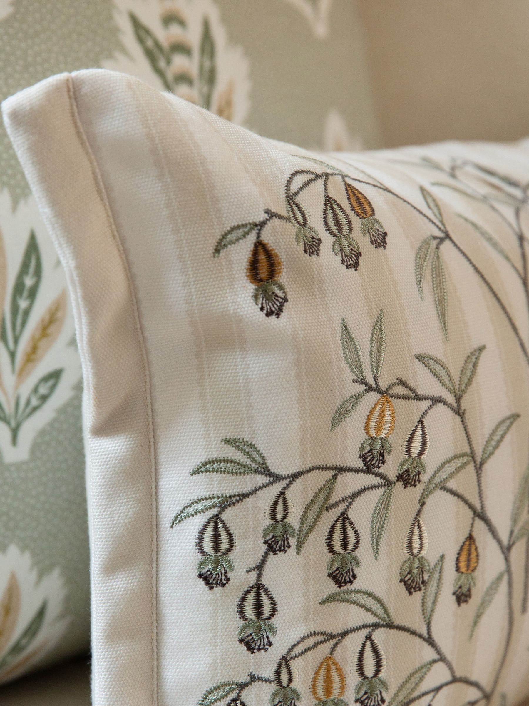 Sanderson floral embroidered cushion 30x65cm - British product