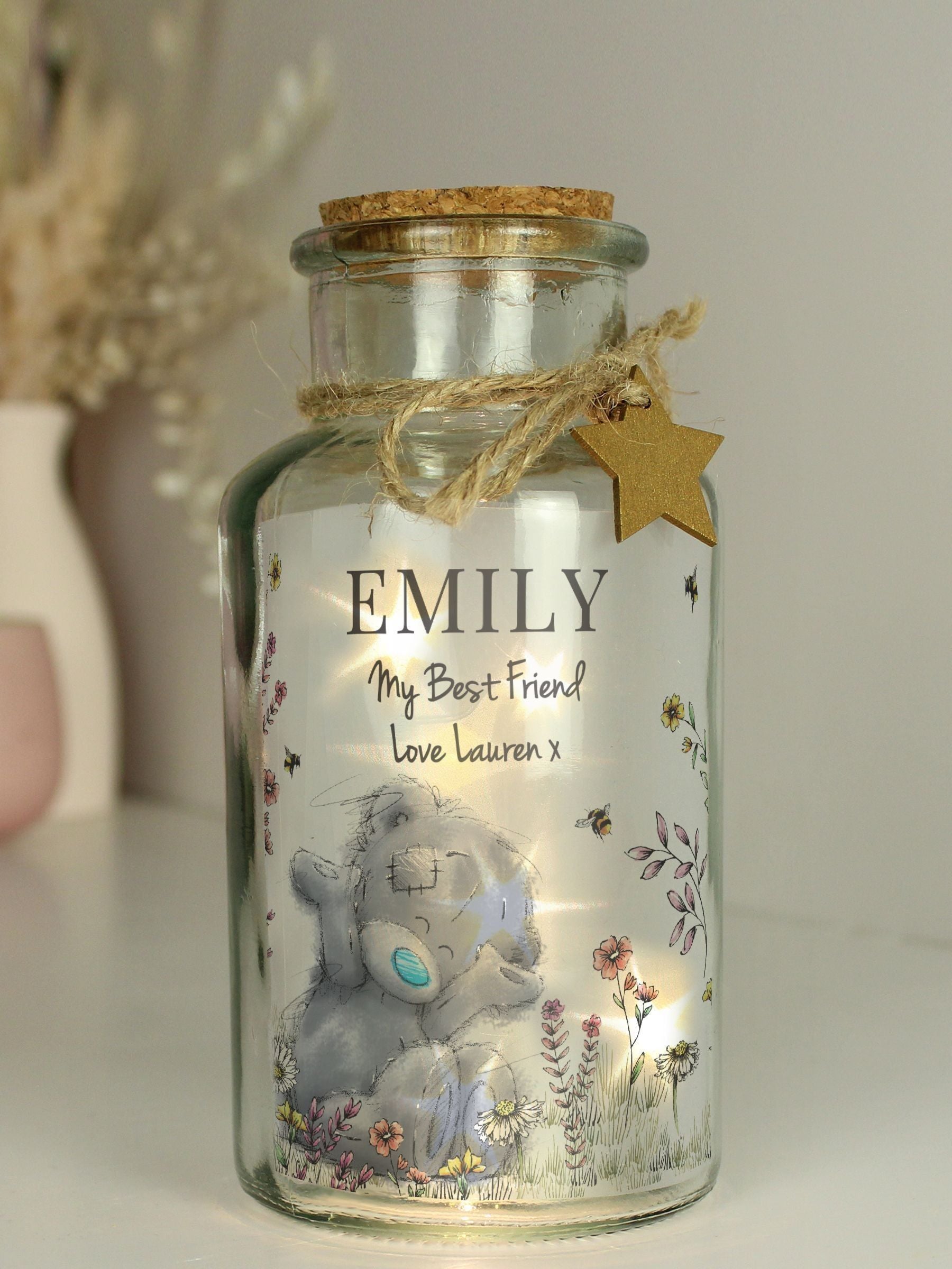 PMC personalised Me to You floral LED glass jar - British product
