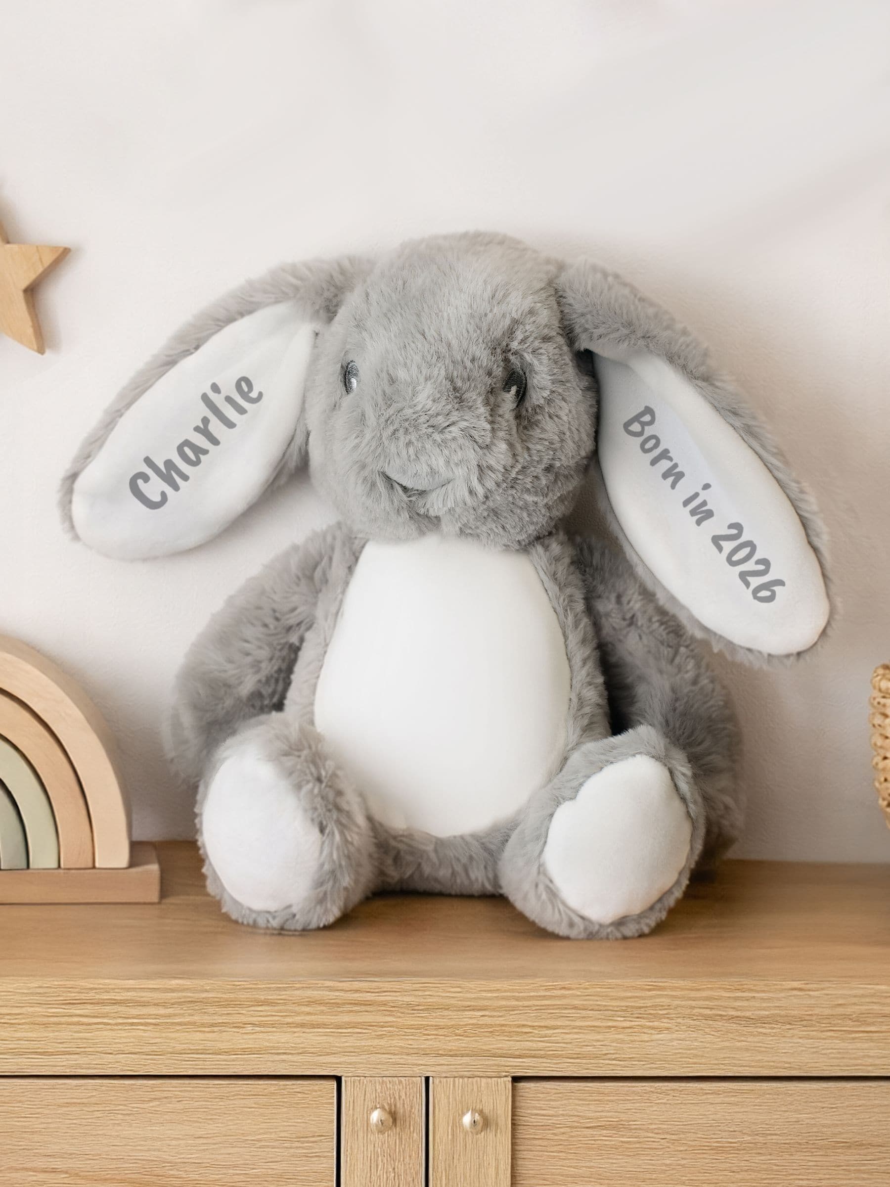 PMC personalised bunny rabbit soft toy 33cm - British product