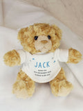 PMC personalised teddy bear blue custom message - British product