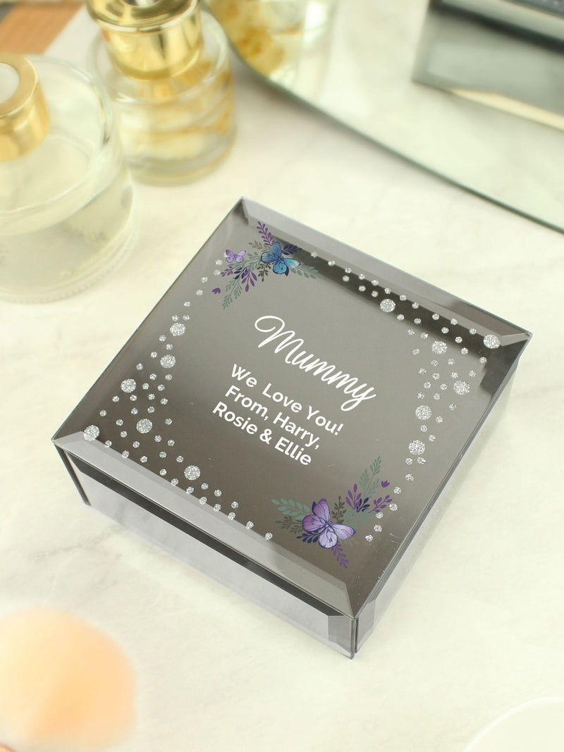PMC floral butterfly glass trinket box small, imported from the UK