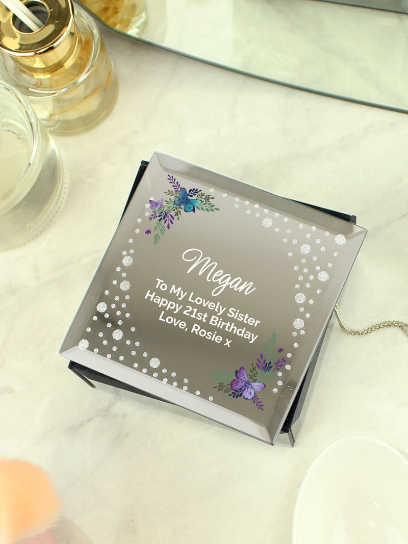 PMC floral butterfly glass trinket box small, imported from the UK