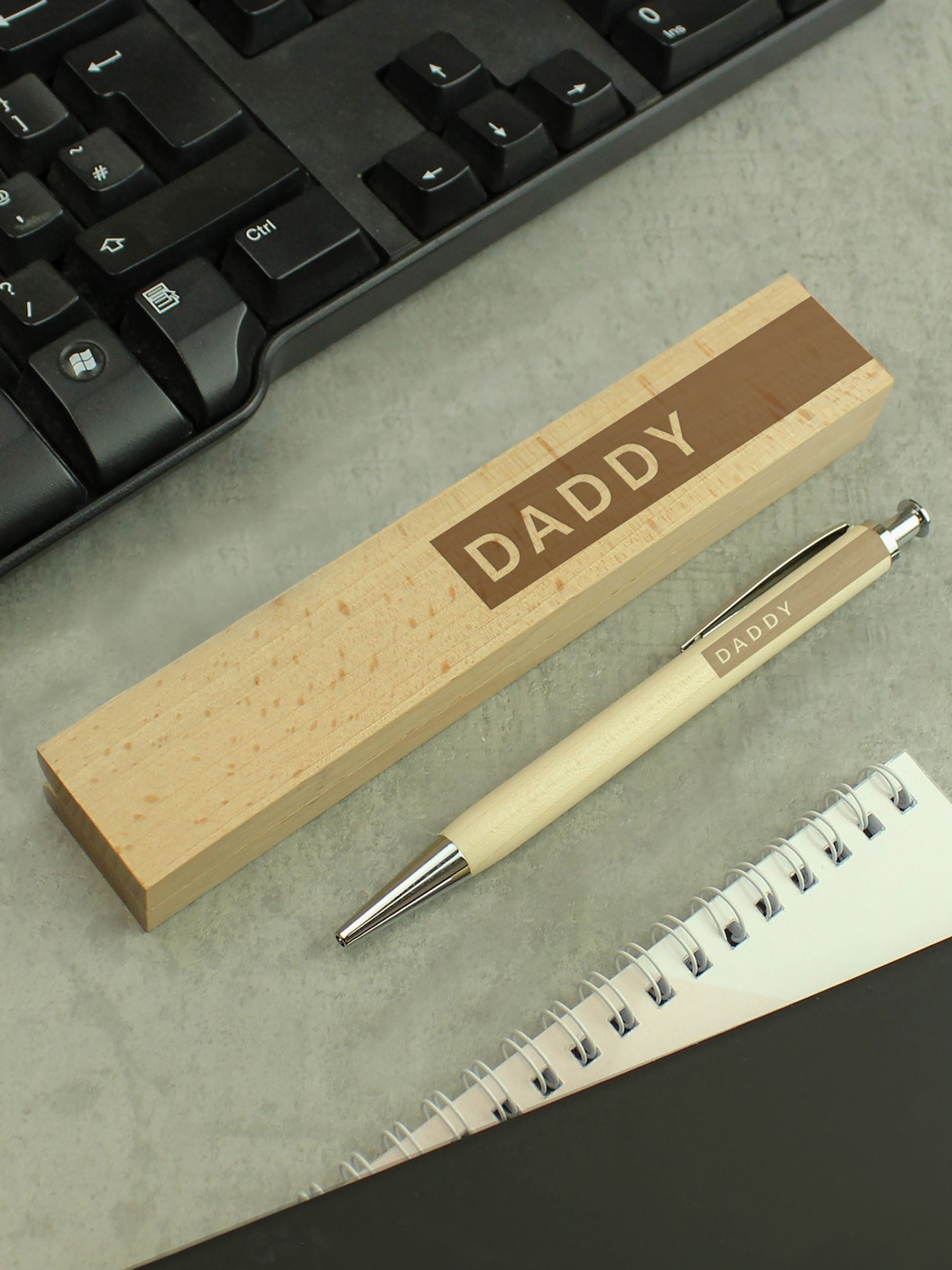 PMC personalised wooden pen box set (British brand)