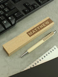 PMC personalised wooden pen box set (British brand)