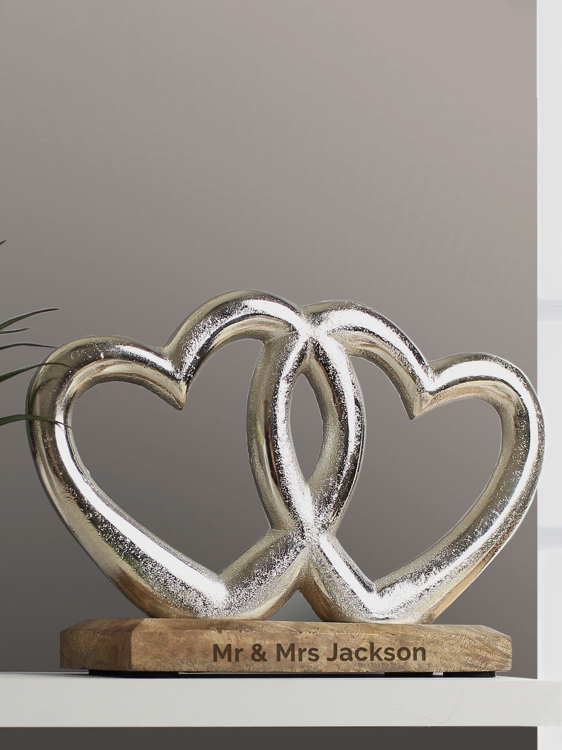 PMC personalised double heart ornament (British brand)