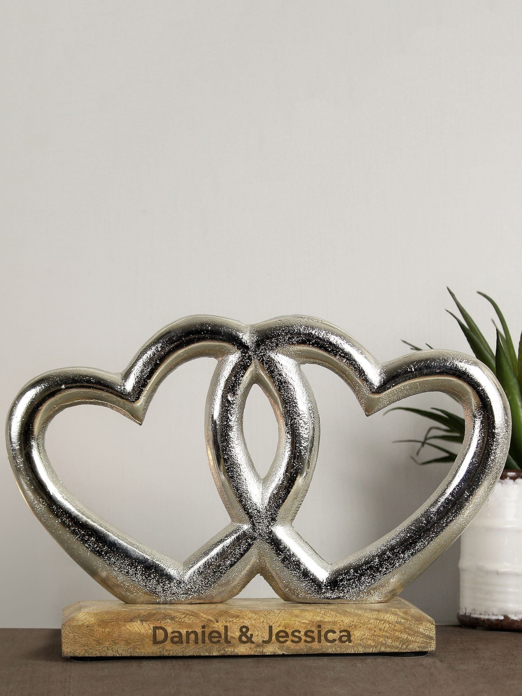 PMC personalised double heart ornament (British brand)