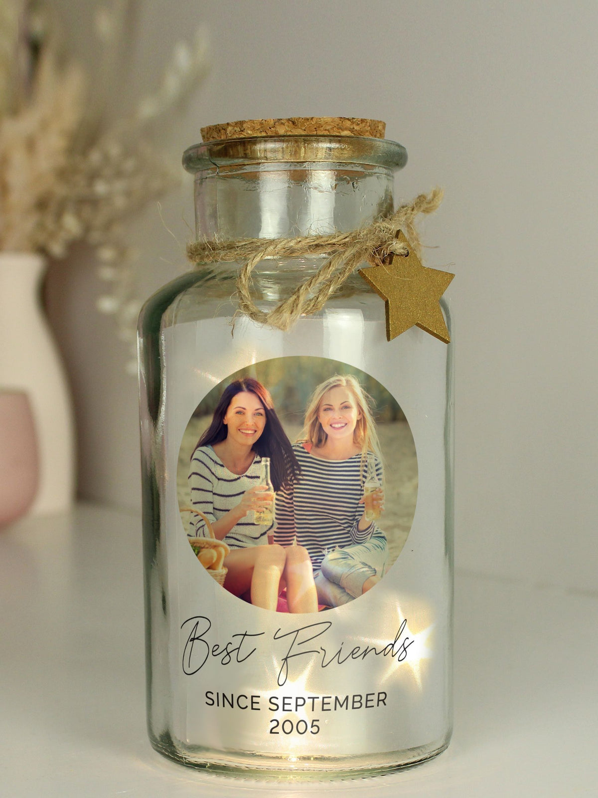 PMC personalised LED glass jar 16.5cm, imported from the UK