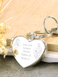 PMC personalised floral heart photo keyring (British brand)