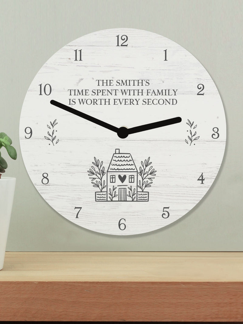 PMC Personalised Home Sweet Home wooden clock 25 x 25 x 4 cm, imported from the UK