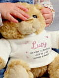 PMC personalised pink teddy bear with message, imported from the UK