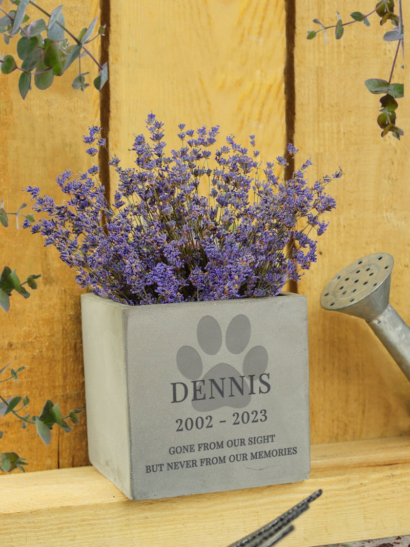 PMC personalised pet memorial concrete plant pot 10x10x10cm - British product