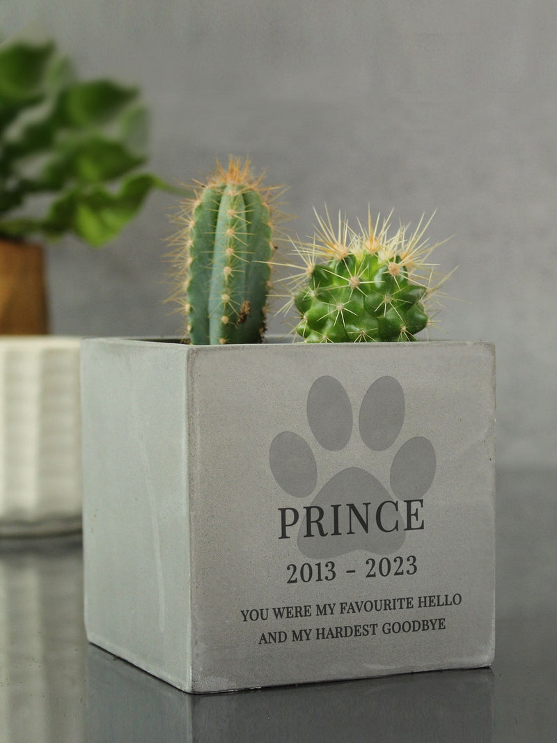 PMC personalised pet memorial concrete plant pot 10x10x10cm - British product