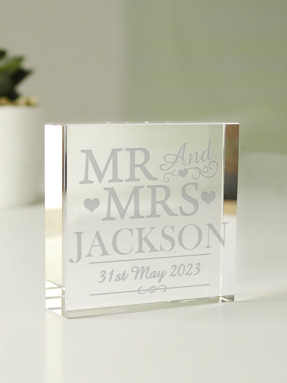 PMC Mr and Mrs crystal token ornament 7.5cm, UK version