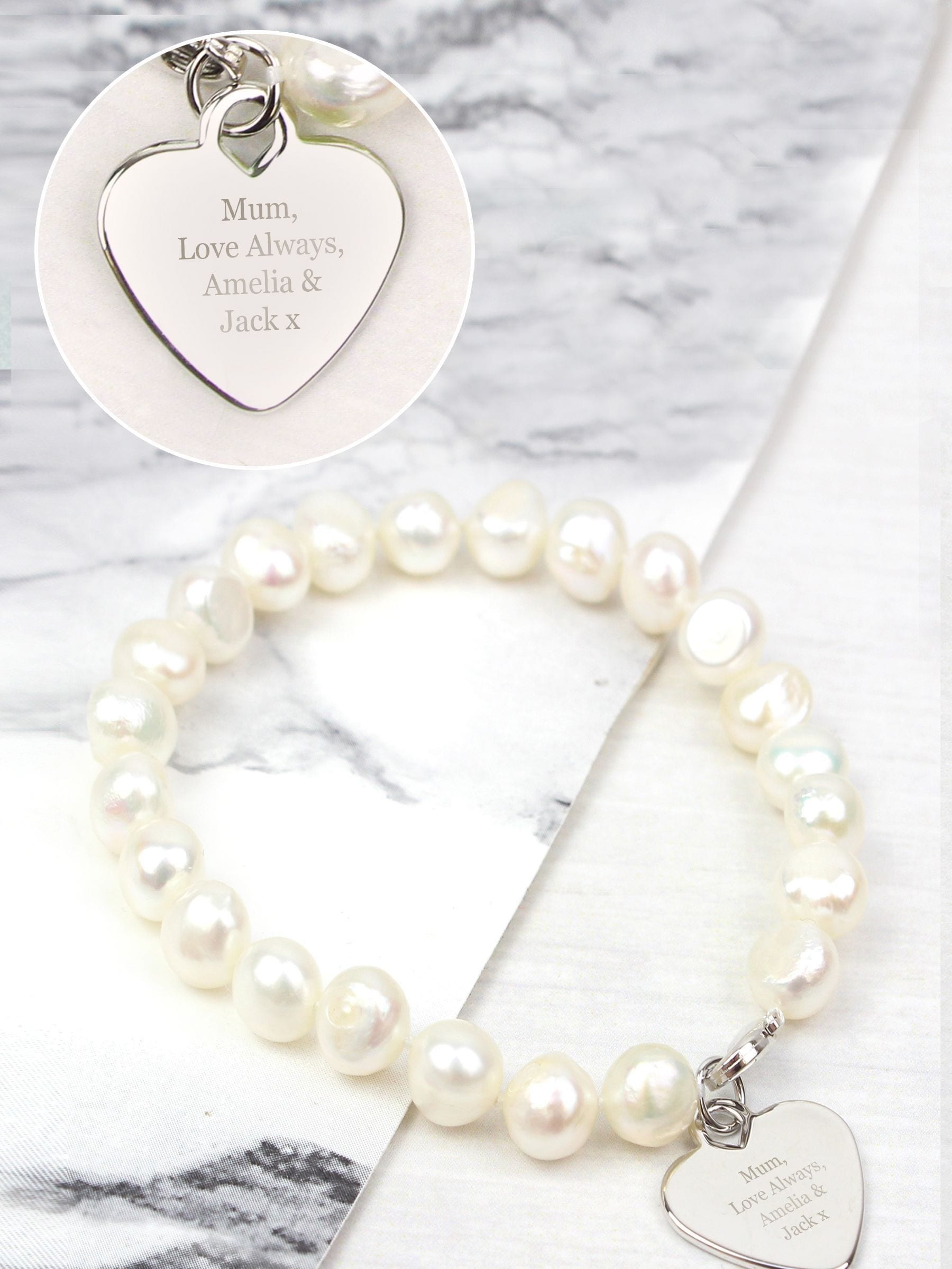 PMC personalised freshwater pearl white bracelet 20cm, imported from the UK