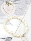 PMC personalised freshwater pearl white bracelet 20cm, imported from the UK