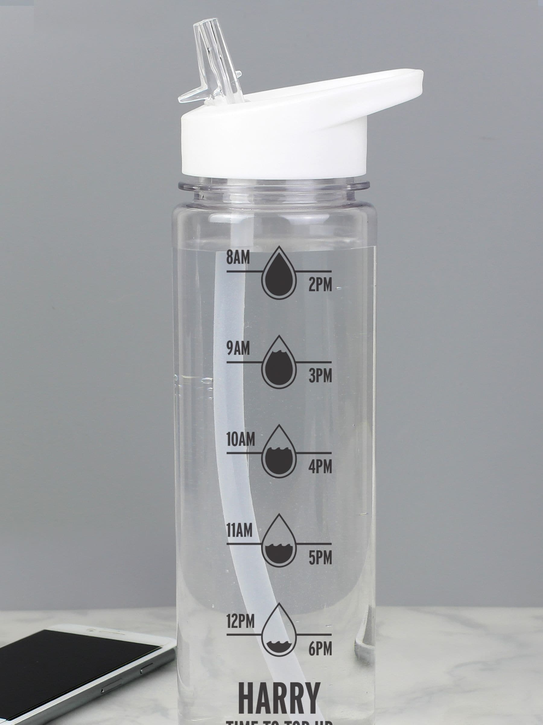 PMC black hydration tracker water bottle 750ml, imported from the UK