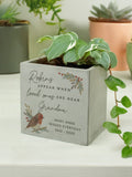 PMC personalised robin memorial concrete plant pot 10cm, UK version