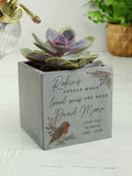 PMC personalised robin memorial concrete plant pot 10cm, UK version