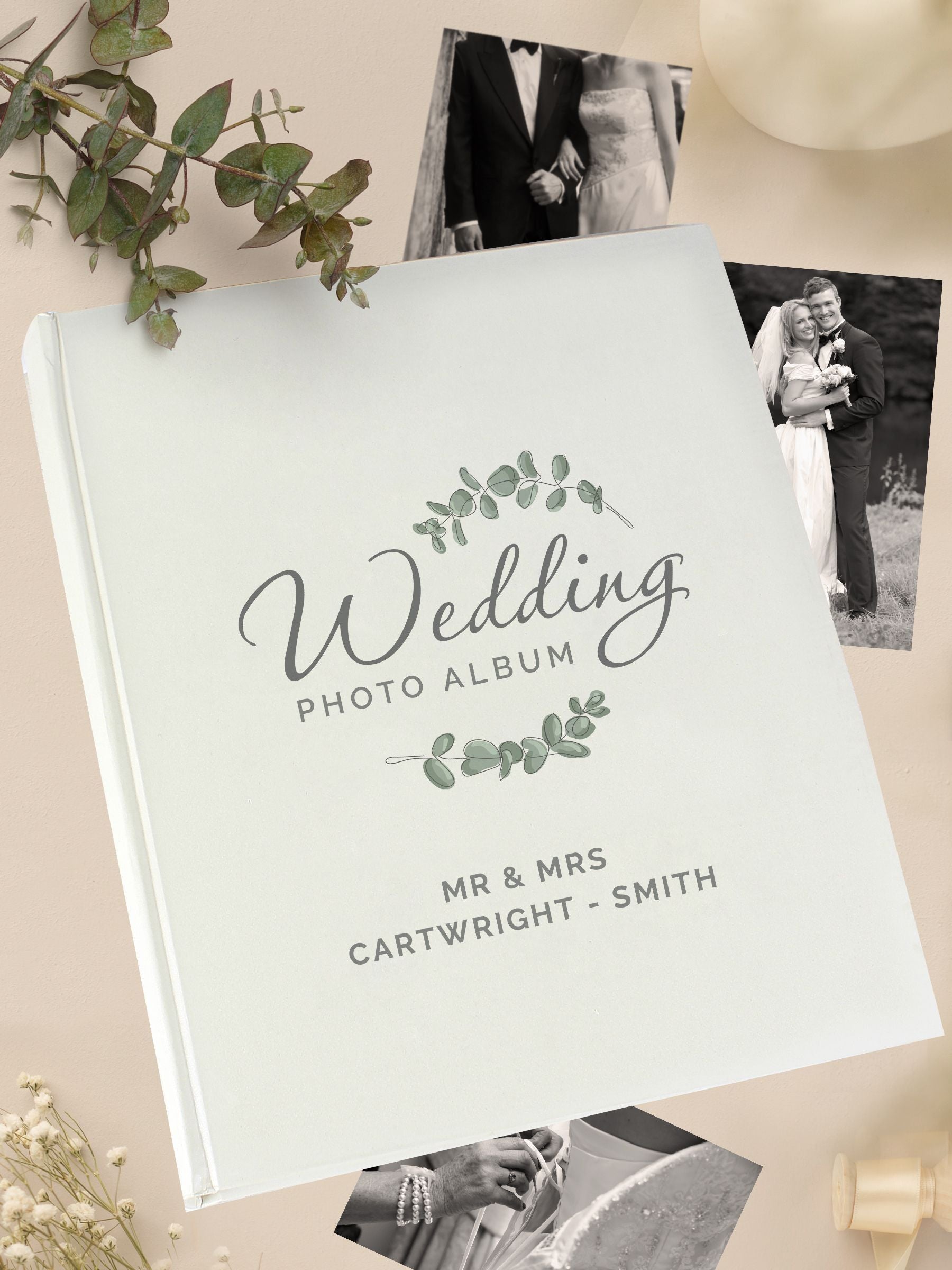PMC personalised botanical wedding photo album (British brand)