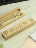 PMC personalised floral wooden pen box set, imported from the UK