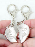 PMC Natural personalised floral mother daughter two heart keyring, imported from the UK