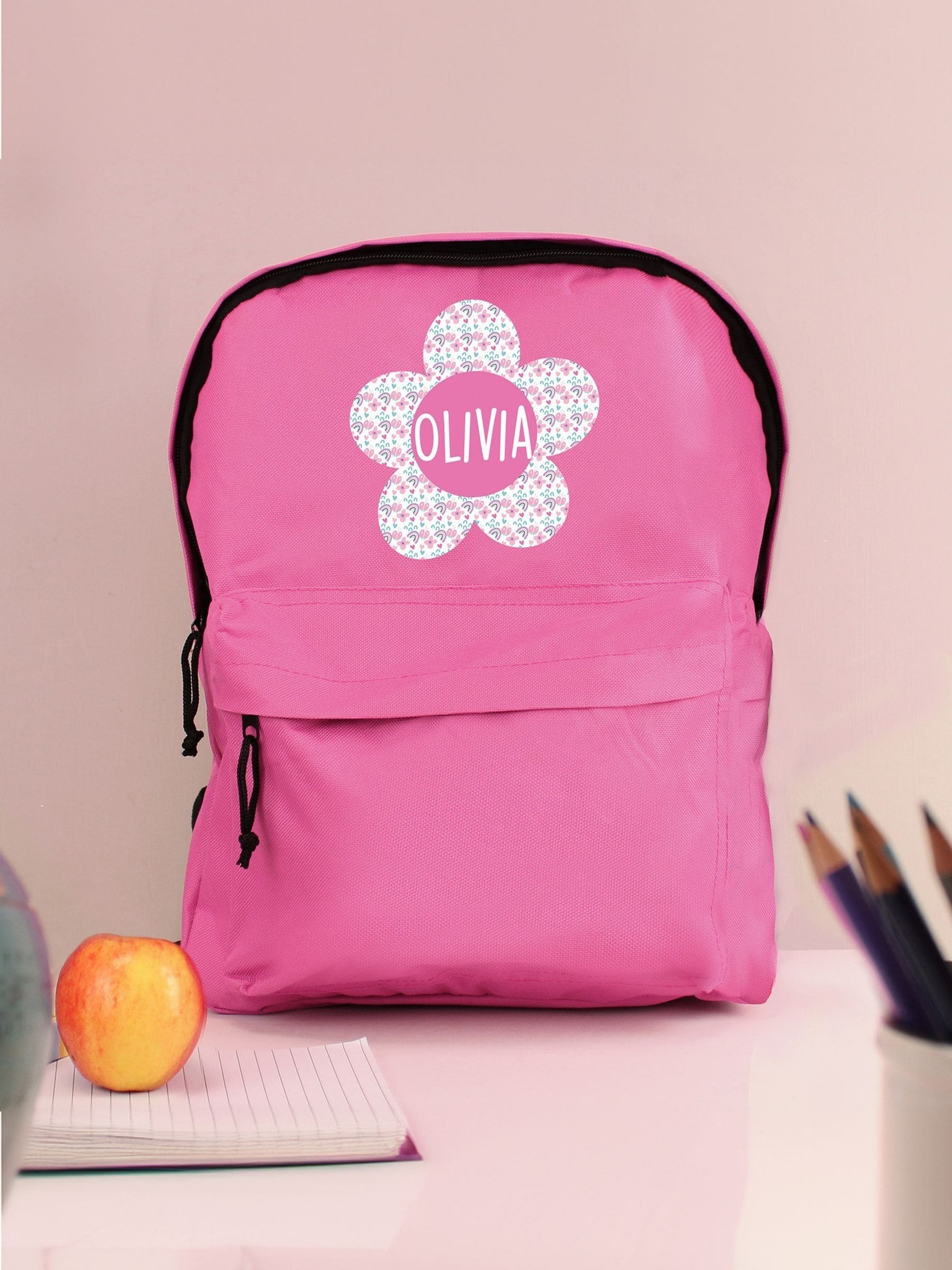 PMC pink personalised flower backpack 38.5cm (British brand)
