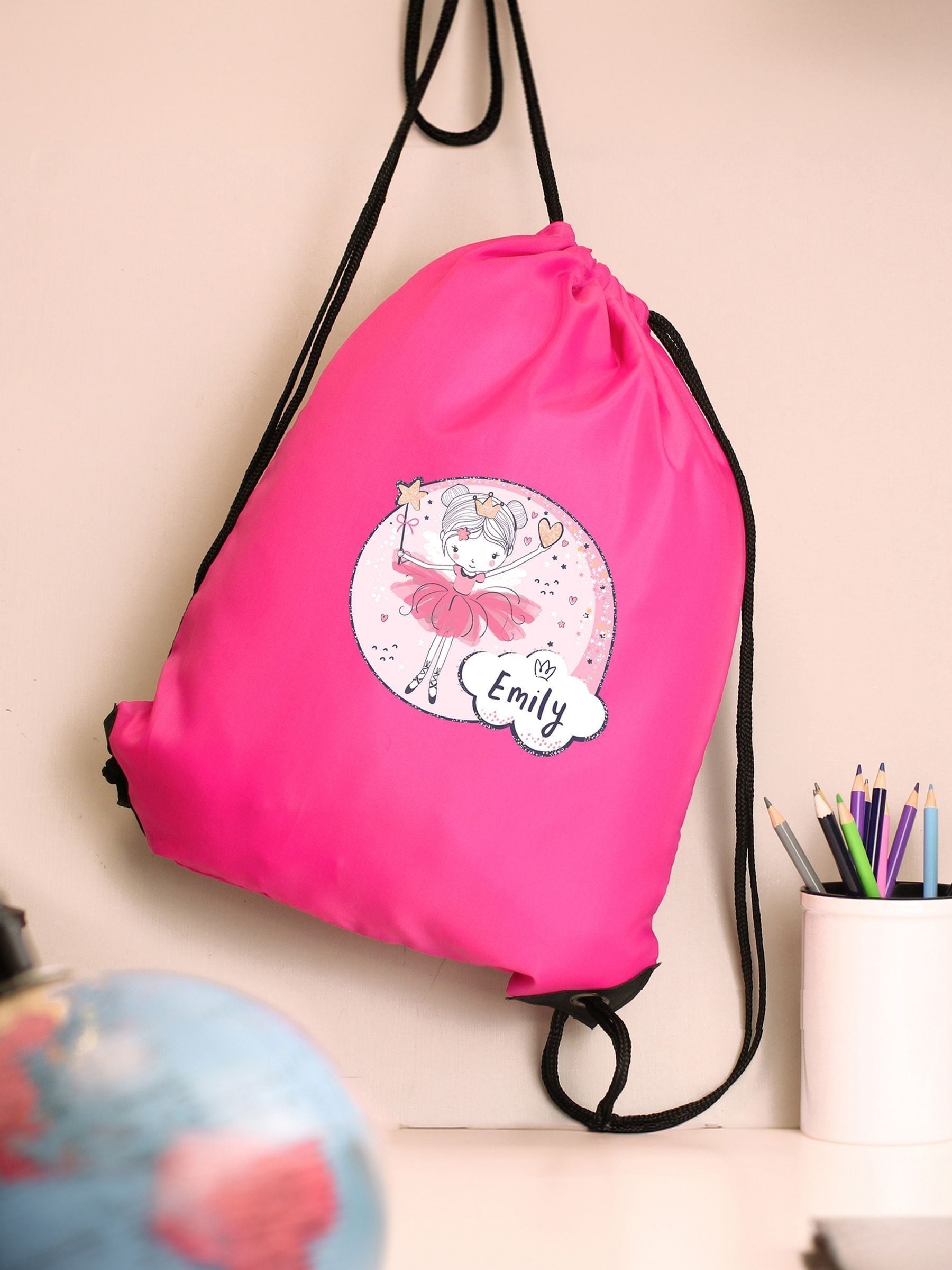 PMC pink fairy personalised kit bag for kids, imported from the UK