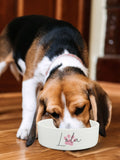 PMC personalised paw print dog bowl ceramic 14cm, imported from the UK