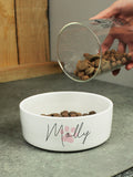 PMC personalised paw print dog bowl ceramic 14cm, imported from the UK