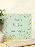 PMC floral personalised glass chopping board 27x29cm, imported from the UK