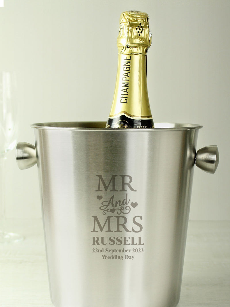 PMC personalised Mr & Mrs stainless steel ice bucket 18cm, UK version