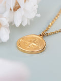 Treat Republic gold tone personalised compass amulet necklace, UK version