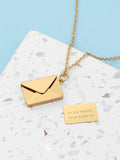 Treat Republic secret message envelope necklace with personalised engraving (British brand)