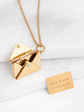 Treat Republic secret message envelope necklace with personalised engraving (British brand)