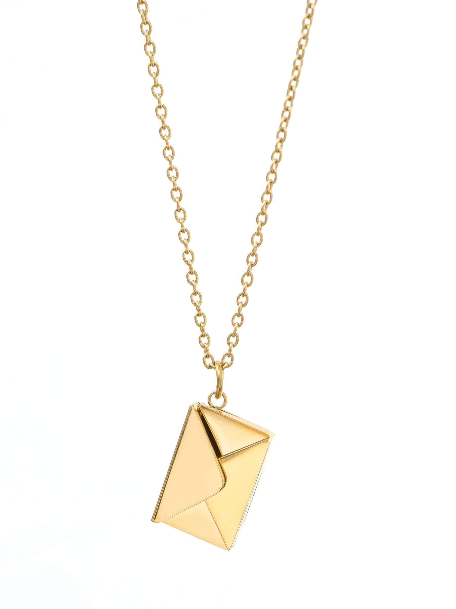 Treat Republic secret message envelope necklace with personalised engraving (British brand)